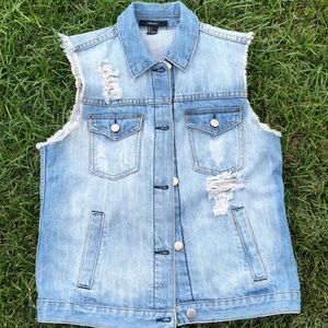 Distressed Denim Vest